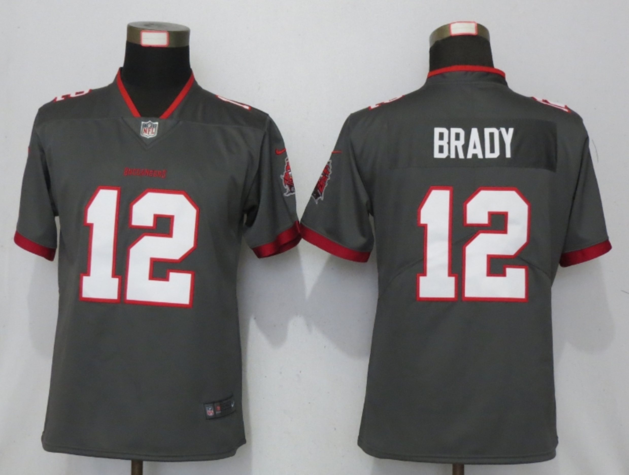 Women New Nike Tampa Bay Buccaneers #12 Brady Nike Pewter Alternate Vapor Elite Playe->tampa bay buccaneers->NFL Jersey